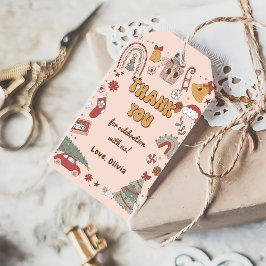 レトロレインボークリスマスグルーヴィ誕生日ギフトラベル ギフトタグ