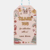 レトロレインボークリスマスグルーヴィ誕生日ギフトラベル ギフトタグ (正面)