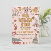 レトロレインボークリスマスツリーバースデーパーティー 招待状 (スタンド正面)