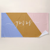 レトロレインボーグラフィックパーソナライズされた名 ビーチタオル (正面)