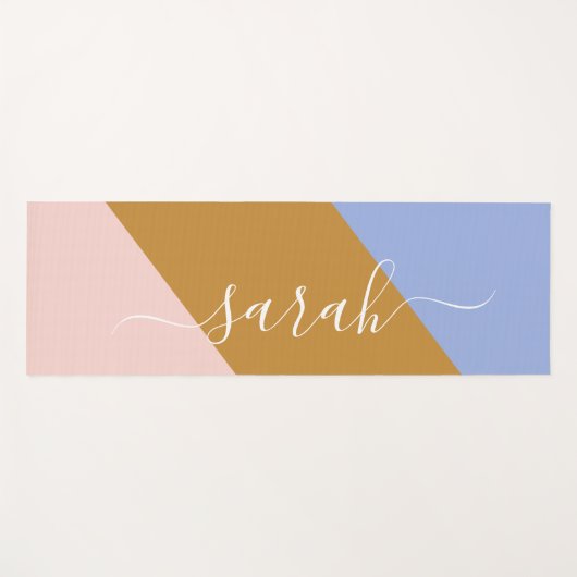 レトロレインボーグラフパーソナライズされたィック名 ヨガマット (正面(横))