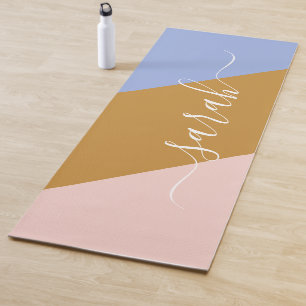 レトロレインボーグラフパーソナライズされたィック名 ヨガマット
