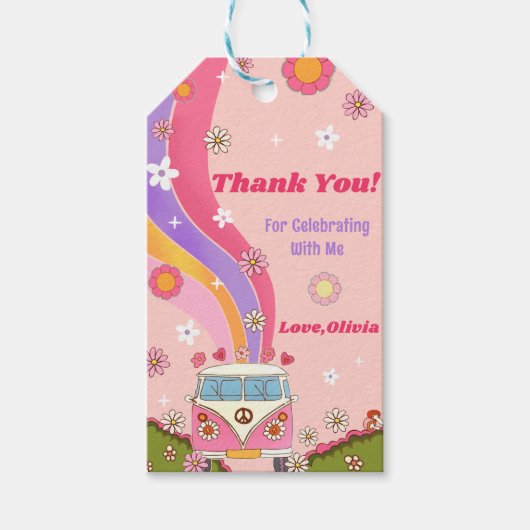 レトロレインボーグルービーサンキューギフトラベル ギフトタグ (正面)