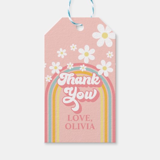 レトロレインボーグルービーサンキュー ギフトタグ (正面)