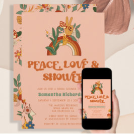 レトロレインボーグルーヴィブライダルシャワー 招待状