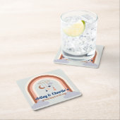 レトロレインボーグルーヴィベビーシャワ男女兼用ー スクエアペーパーコースター (インサイチュ)