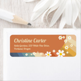 レトロレインボーグルーヴィーベビーシャワー差出人住所 ラベル