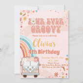レトロレインボーグルーヴィー4th誕生日招待状 招待状 (正面)