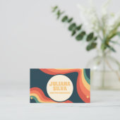 レトロレインボーコーナーとQR名刺 名刺 (スタンド正面)