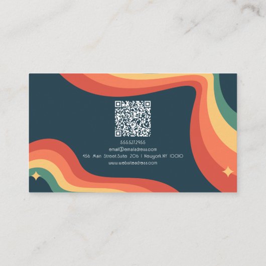 レトロレインボーコーナーとQR名刺 名刺 (裏面)