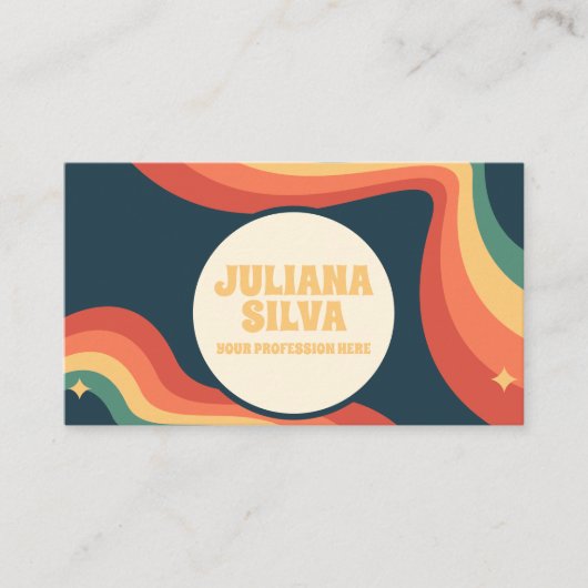 レトロレインボーコーナーとQR名刺 名刺 (正面)