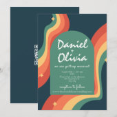 レトロレインボーコーナーQR 結婚s 招待状 (正面/裏面)