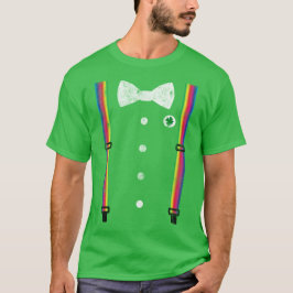 レトロレインボーサスペンダーレプレシャンSt patricks day Tシャツ