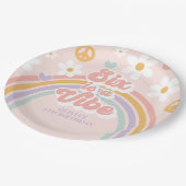 レトロレインボーシックスはヴィベ6誕生日 ペーパープレート (アングル)