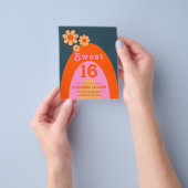 レトロレインボースウィート16バースデーパーティーバジェット チラシ (手)