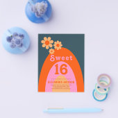 レトロレインボースウィート16バースデーパーティーバジェット チラシ (シングル)