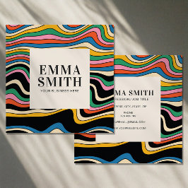 レトロレインボーストライプズ スクエア名刺