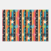 レトロレインボーストライプズ&スターズカラフルデザイン ラッピングペーパーシート (正面2)