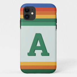 レトロレインボーストライプモノグラム iPhone 11 ケース