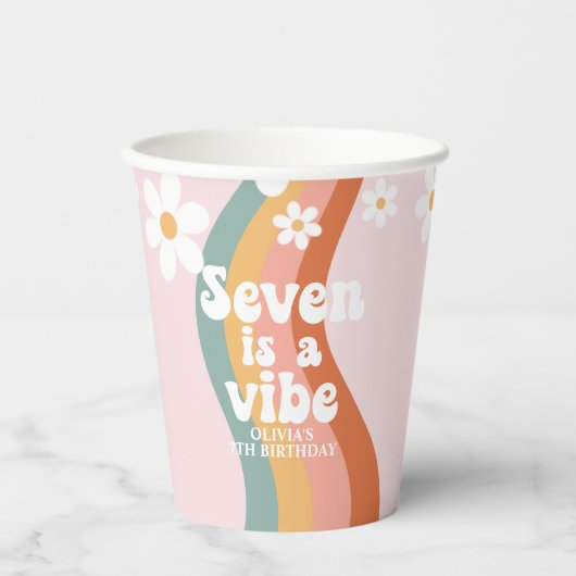 レトロレインボーセブンはヴィベデイジー7位誕生日 紙コップ (正面)