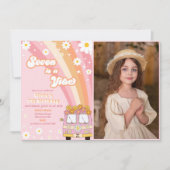 レトロレインボーセブンはヴィーベグルーヴィー7誕生日 招待状 (正面)