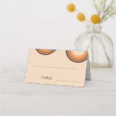 レトロレインボーセブンタイポグラフィクリームベージュ70s プレイスカード (正面)