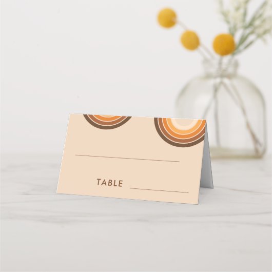 レトロレインボーセブンタイポグラフィクリームベージュ70s プレイスカード (正面)