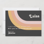 レトロレインボーダーク写真の花嫁の提案カード 招待状 (裏面)