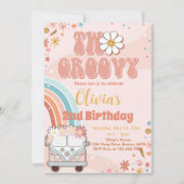 レトロレインボーツーグルーヴィー2nd誕生日招待状 招待状 (正面)