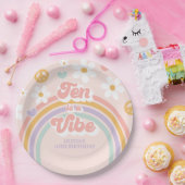 レトロレインボーテンはヴィベ10誕生日 ペーパープレート (パーティー)