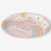 レトロレインボーテンはヴィベ10誕生日 ペーパープレート (アングル)