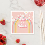 レトロレインボーテンはVibe Groovy 10誕生日 スタンダードカクテルナプキン (インサイチュ)