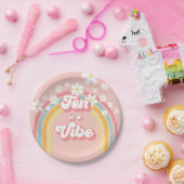 レトロレインボーテンはVibe Groovy 10誕生日 ペーパープレート (パーティー)