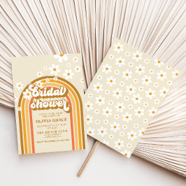 レトロレインボーデイジーグルーヴィーブライダルシャワーの導入 招待状