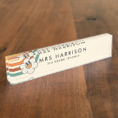 レトロレインボーデイジー先生デスク名プレート デスクネームプレート (側面)