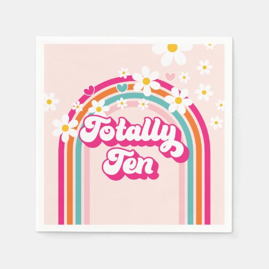 レトロレインボートータル10誕生日 スタンダードカクテルナプキン (正面)