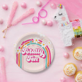 レトロレインボートータル10誕生日 ペーパープレート (パーティー)