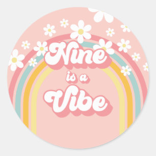 レトロレインボーナインはVibe Groovy 9誕生日 ラウンドシール