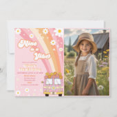 レトロレインボーナインはVibe Groovy 9誕生日 招待状 (正面)