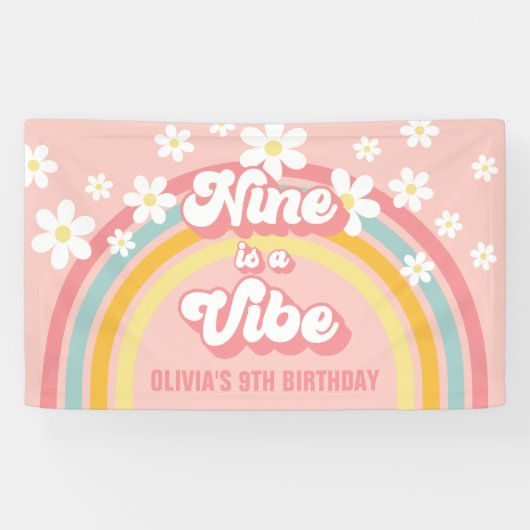 レトロレインボーナインはVibe Groovy 9誕生日 横断幕 (横)