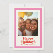 レトロレインボーハッピーホリデイズピンクフレーム1写真 シーズンカード (正面)