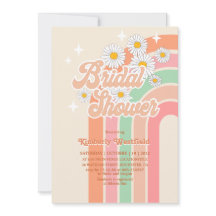 レトロレインボーヒッピー70ズピンクブライダルシャワー