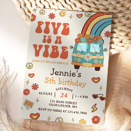 レトロレインボーファイブはバイブ グルービー5歳の誕生日 招待状