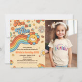 レトロレインボーファイブはヴィーベ5番目の誕生日写真 招待状 (正面)