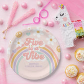 レトロレインボーファイブはヴィーベ5誕生日 ペーパープレート (パーティー)