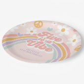 レトロレインボーファイブはヴィーベ5誕生日 ペーパープレート (アングル)