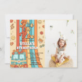 レトロレインボーファイブはVibe Groovy第5誕生日 招待状 (正面)