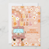 レトロレインボーファイブはVibe Groovy第5誕生日 招待状 (正面)
