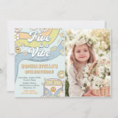 レトロレインボーファイブはVibe Groovy第5誕生日 招待状 (正面)