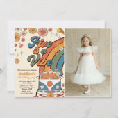 レトロレインボーファイブはVibe Groovy第5誕生日 招待状 (正面)